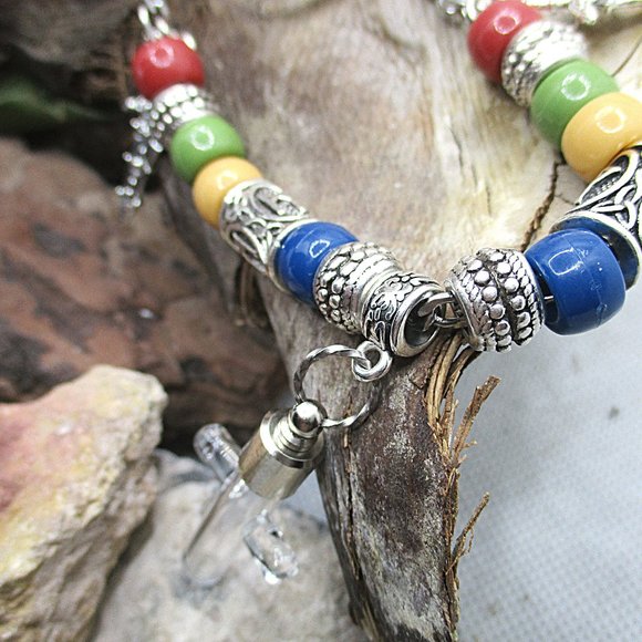 KIDS VIKING CROSS CREMATION ASH HOLDER STAINLESS STEEL NECKLACE - Picture 3 of 10